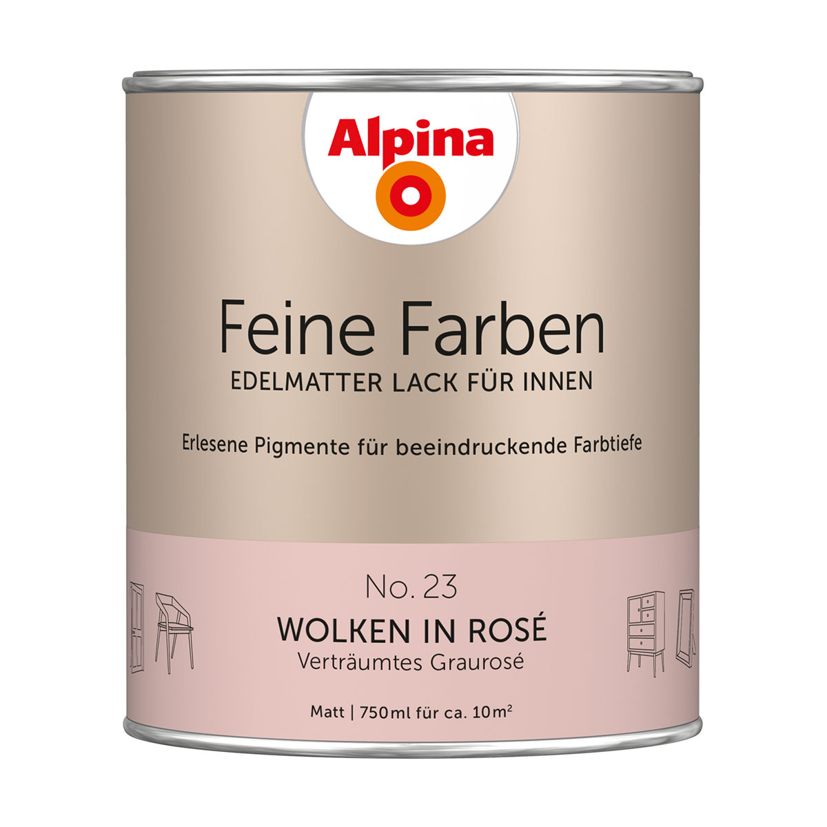 Alpina Buntlack Feine Farben Lack No 23 Wolken in Rosé edelmatt 750ml
