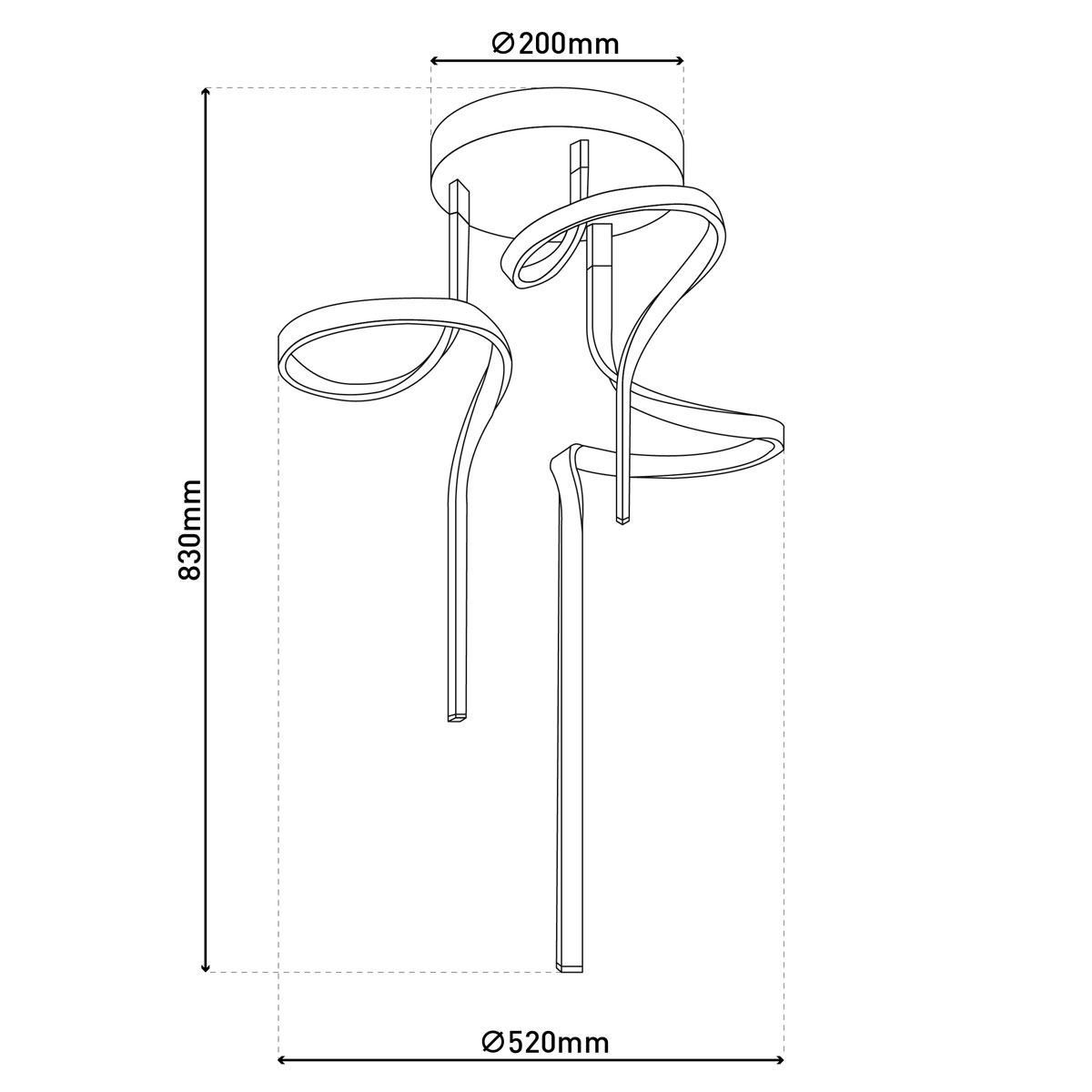 Naeve LED DL Loop Line Metall/KSsilber LxBxH: 52x52x83cm Bild 10