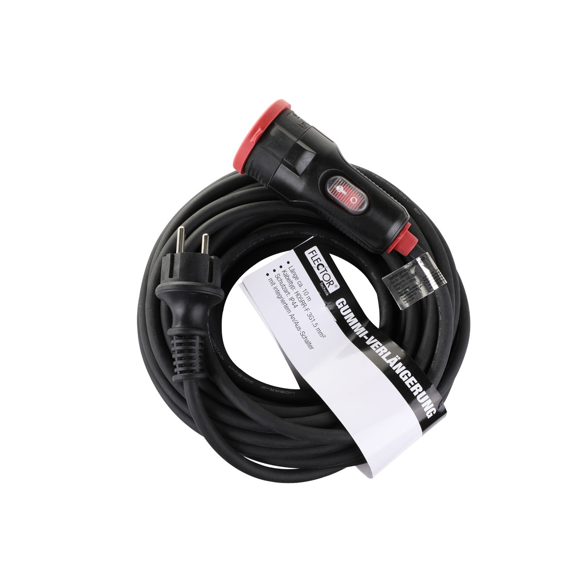 Flector Technik Verlängerungskabel mit Schalter 10m außen schwarz