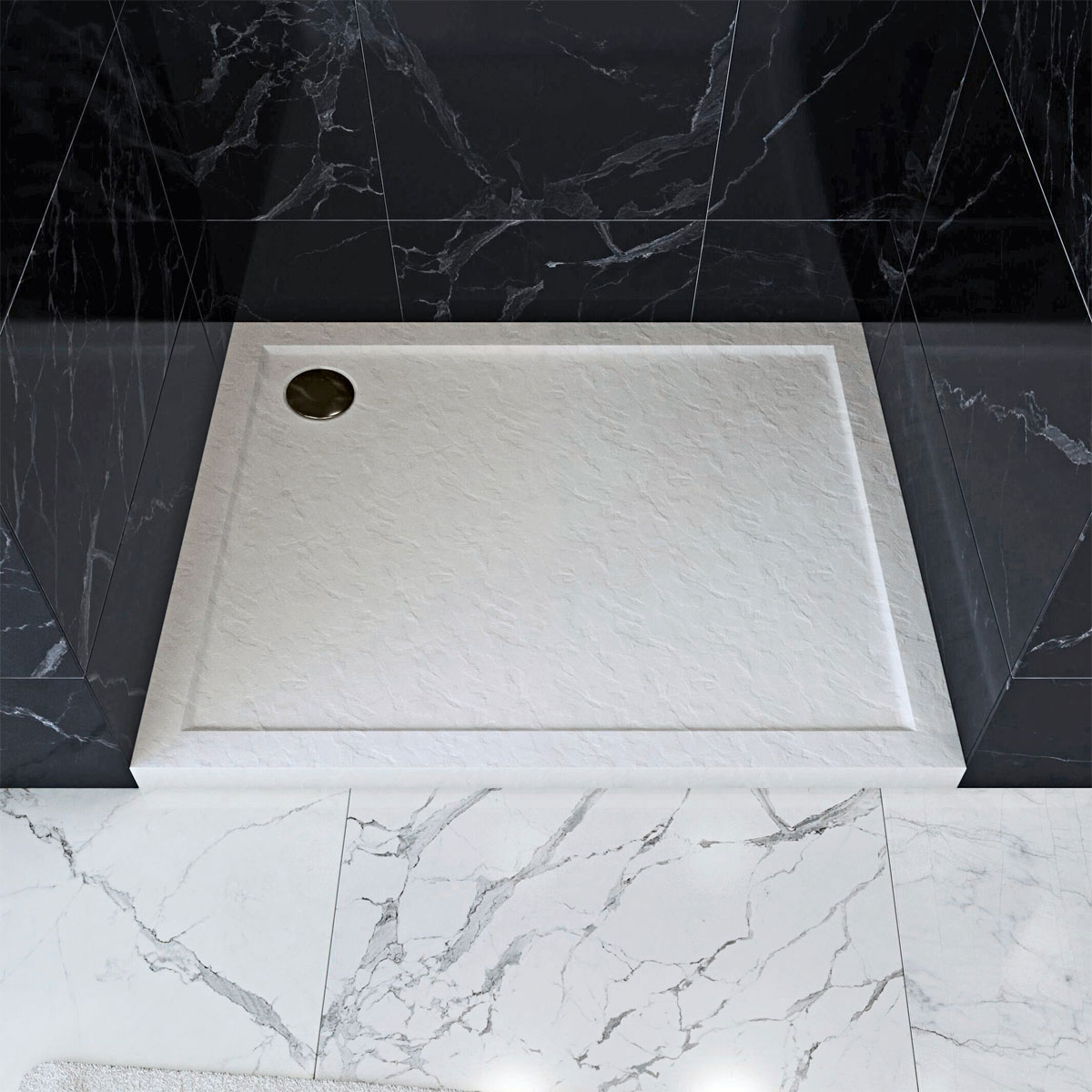 Aurlane Duschtasse White Slate 90 x 90 x 4 cm