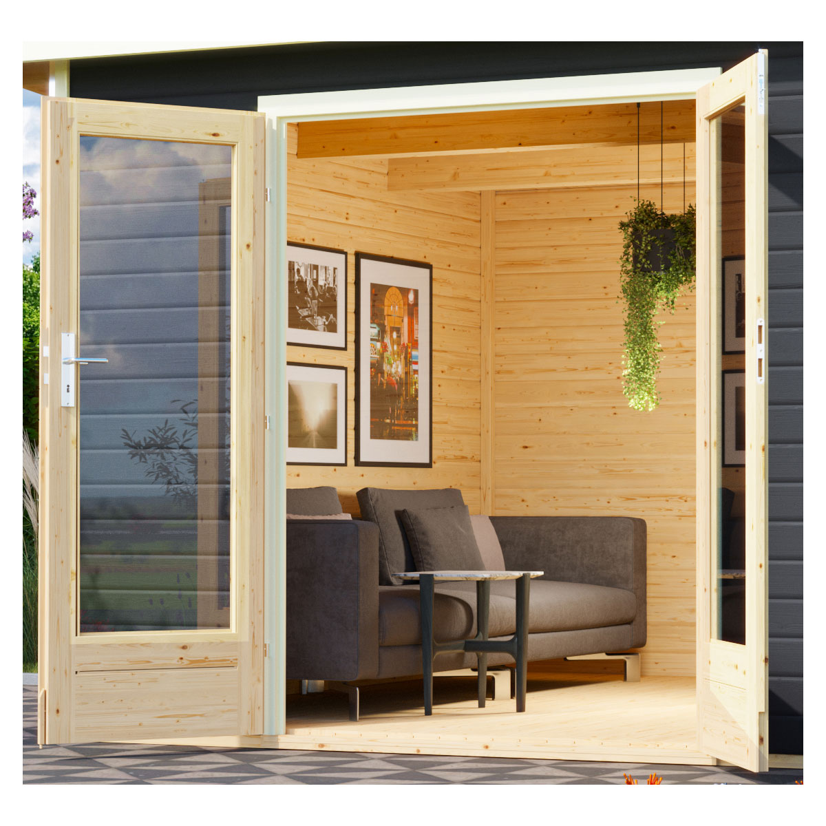 Karibu  Blockbohlenhaus Radeburg 3 terragrau Bild 5