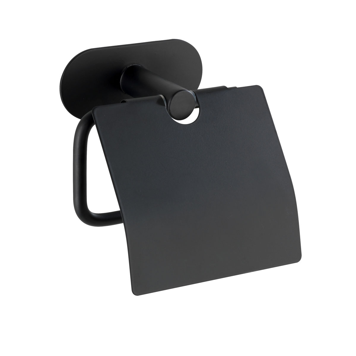 Wenko Turbo-Loc Edelstahl Toilettenpapierhalter mit Deckel Orea Black Matt WC-Rollenhalter Befestigen ohne bohren