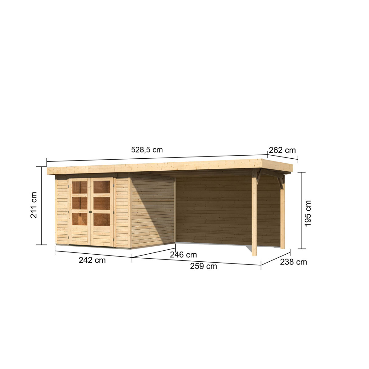 Karibu BBH Askola Set mit Anbaudach naturbelassen Bild 4
