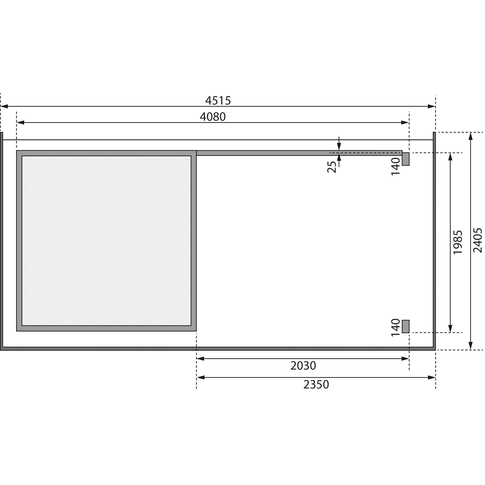 Karibu BBH Kandern 1 Set mit Anbaudach naturbelassen Bild 9