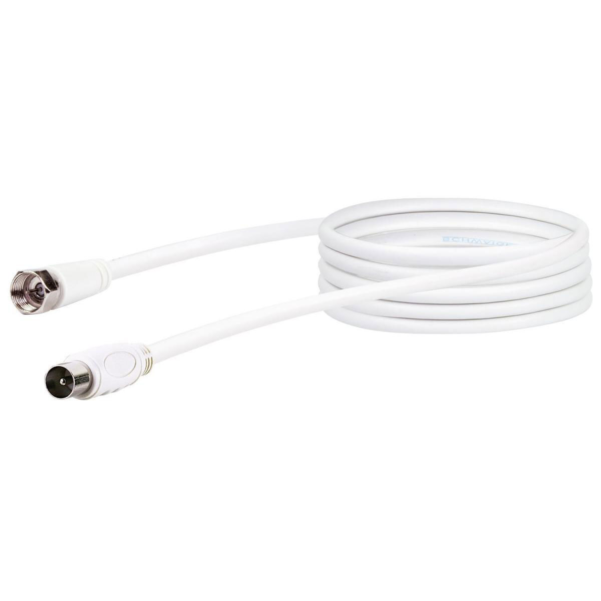 Schwaiger SAT-Antennenkabel 75 dB 3 m weiß mit F-Stecker und IEC Stecker