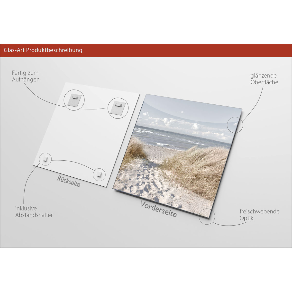 Glas-Art Oase Der Sinne I 50 x 50 Glasbild Bild 3