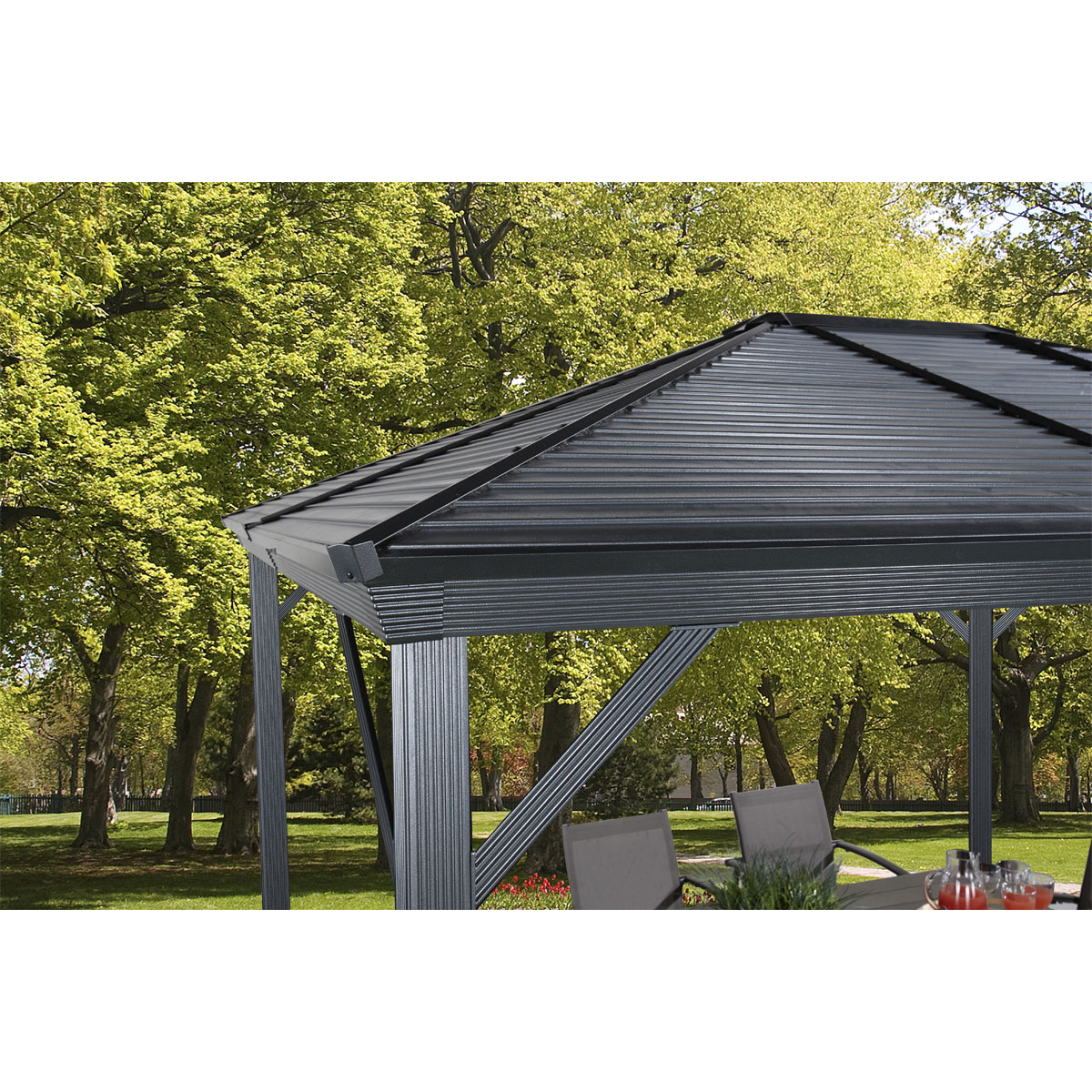 Sojag Pavillon Ventura 1010 295,5x295,5x260,5cm Basaltgrau Bild 6