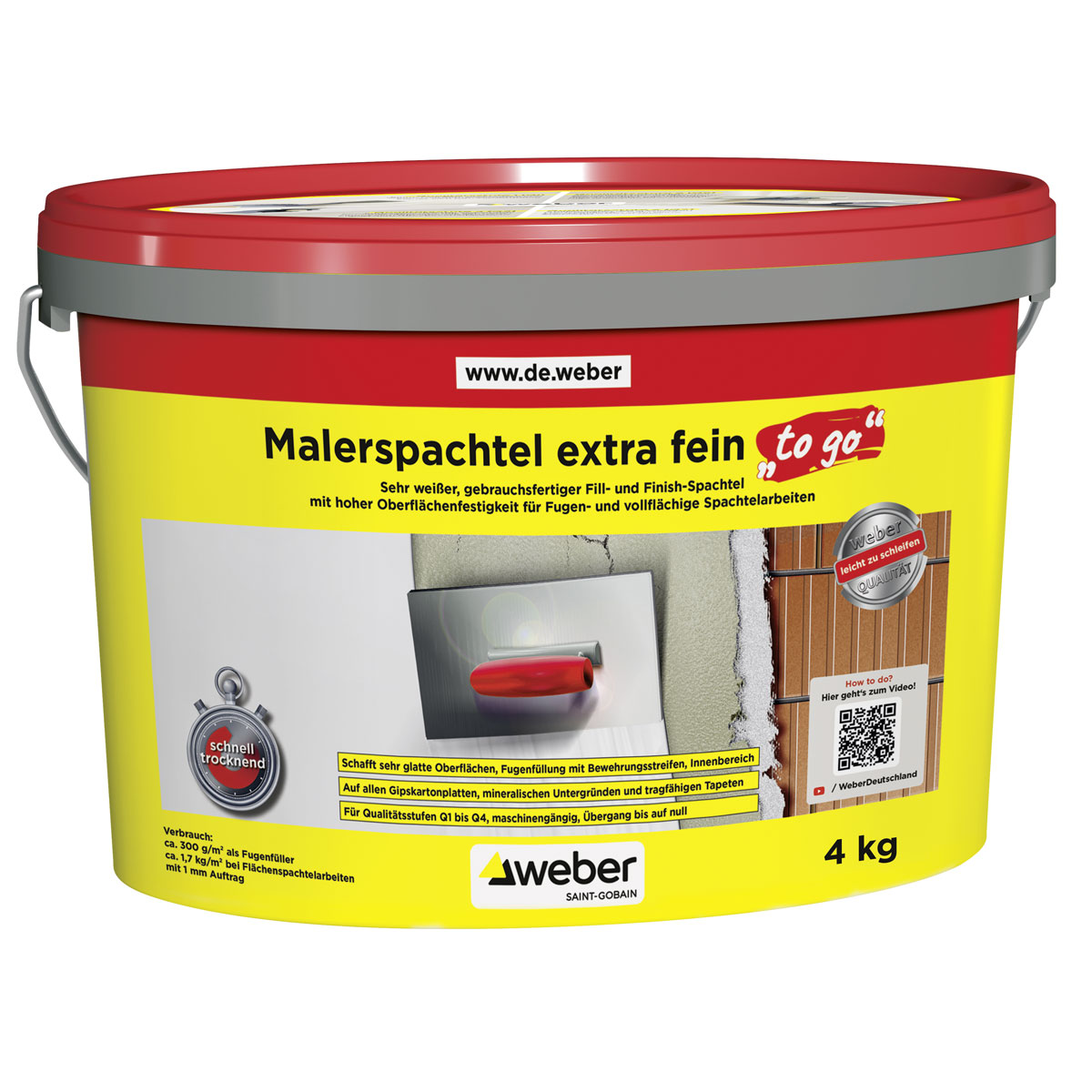 Weber  Malerspachtel extra fein to go 4 kg Weber  Malerspachtel extra fein to go 4 kg