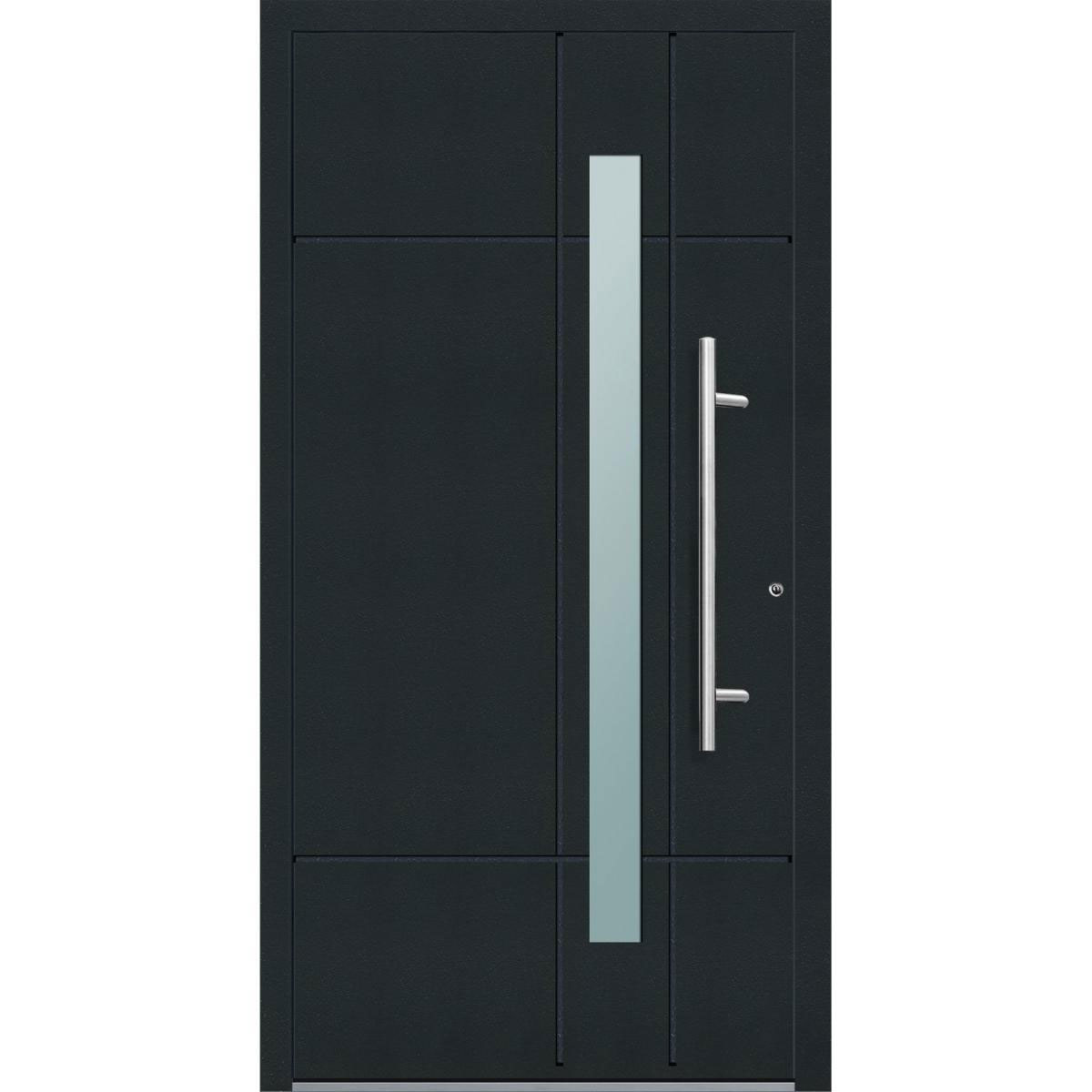 Aluminium Sicherheits-Haustür Palermo Exklusiv 75 mm anthrazit 110 x 210 cm Anschlag rechts inkl Griffset