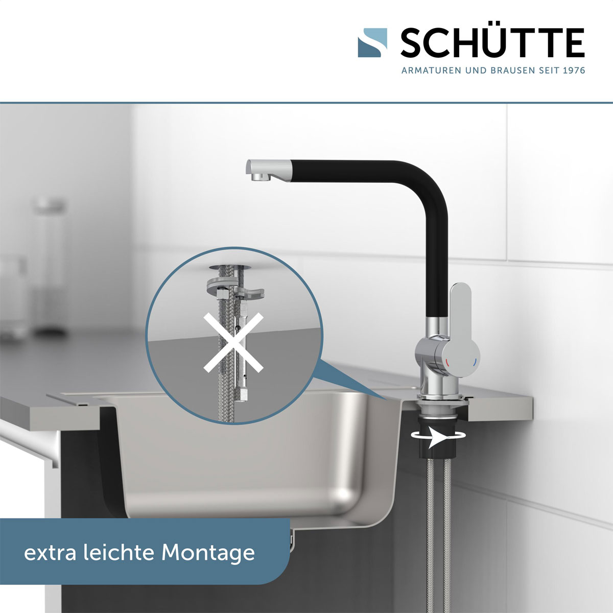 Schütte Schwenkbare Küchenarmatur Rio chrom schwarz matt Bild 4