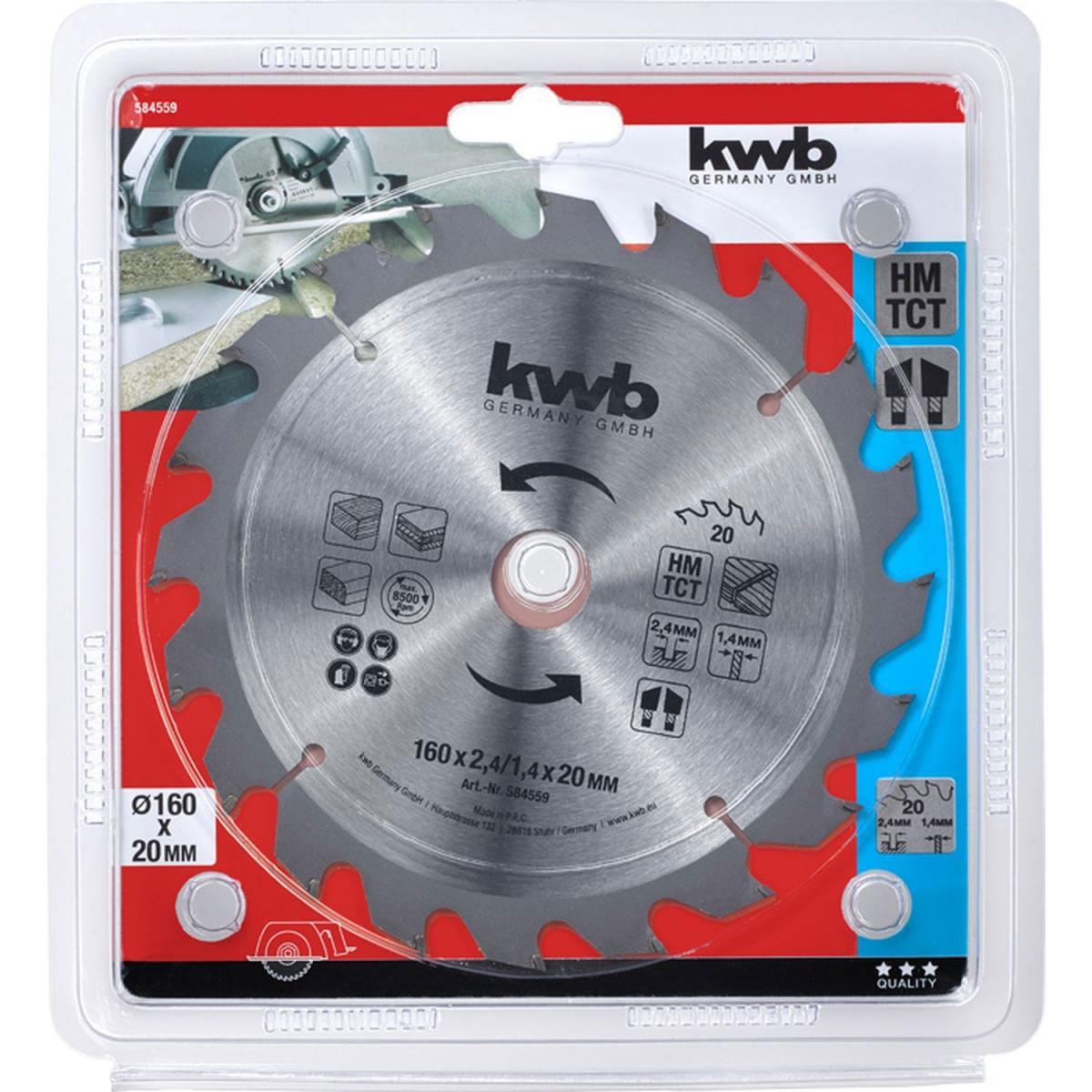 kwb  Spanplattensägeblatt für Handkreissäge Durchmesser 160 mm Bild 2
