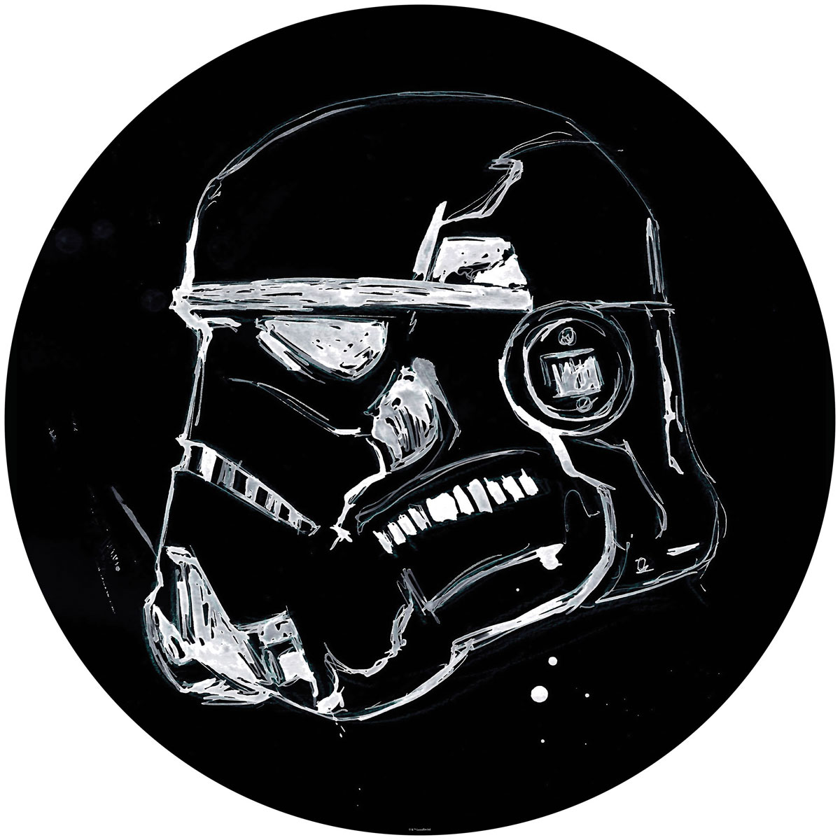 Komar Selbstklebende Vlies Fototapete rund Star Wars Ink Stormtrooper Durchmesser 125 cm