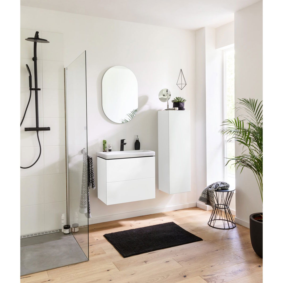 BADMOBIL Spiegelelement CRAFT 50 x 75 x 1,5 cm oval weiß Bild 4