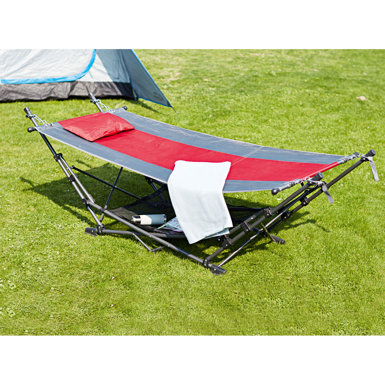 Haveson Hängematte Pack-n-Go faltbar 234 x 122 x 10 cm grau/rot Bild 4