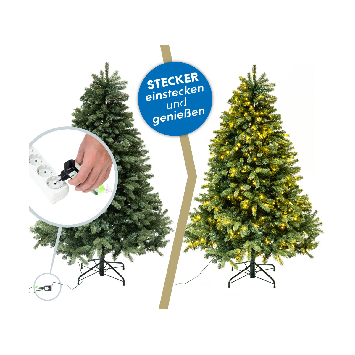 Evergreen Künstlicher Weihnachtsbaum Vermont Fichte inkl. LEDs 129x180cm Grün Bild 11