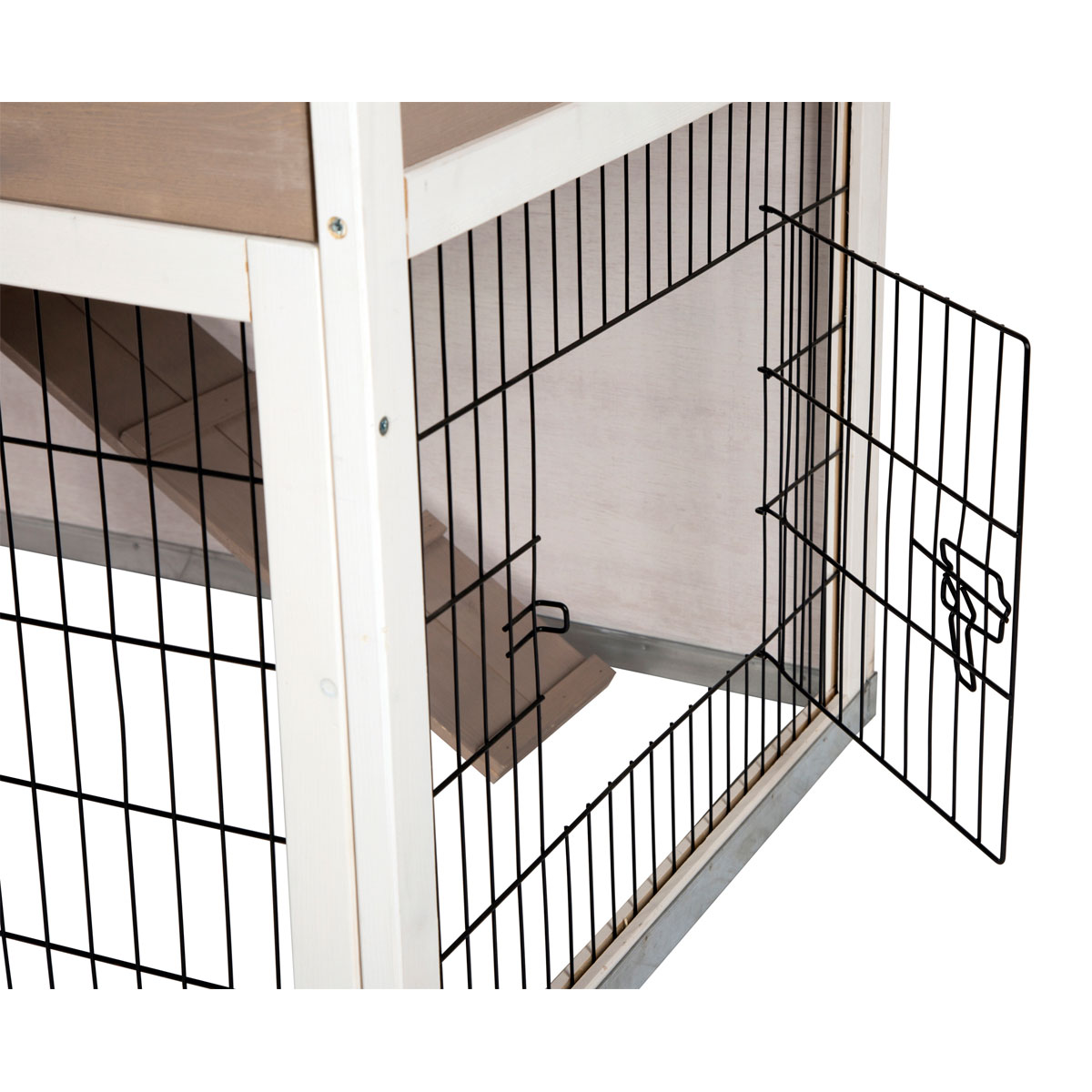 Kleintierstall Lucky 115 x 100 x 65 cm weiß-braun