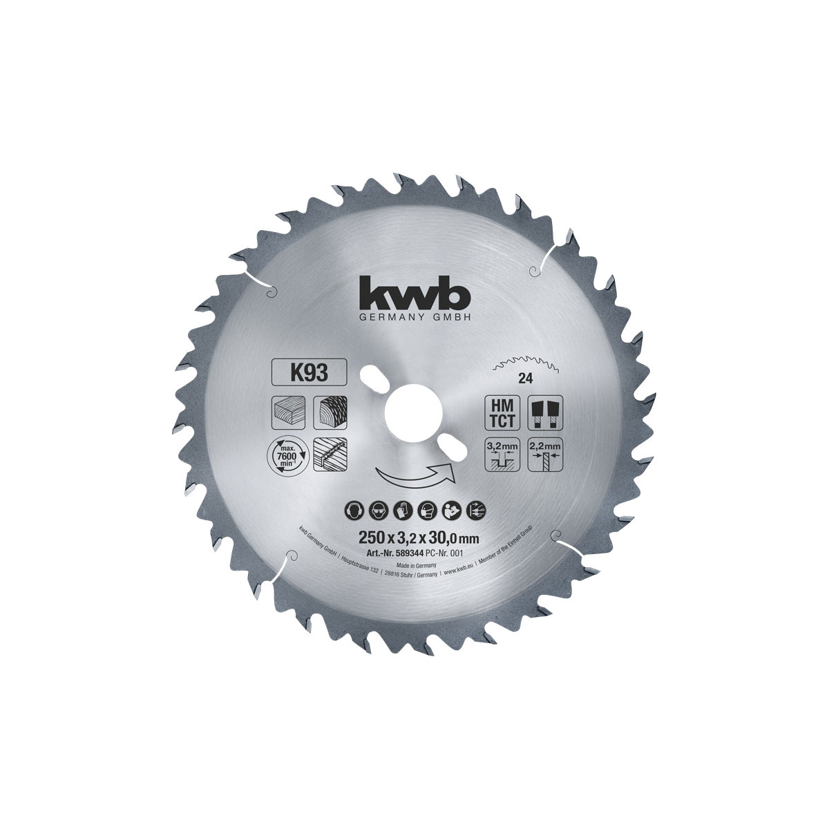 kwb Bauholz-Kreissägeblätter für Bau- und Tischkreissägen Durchmesser 250 mm