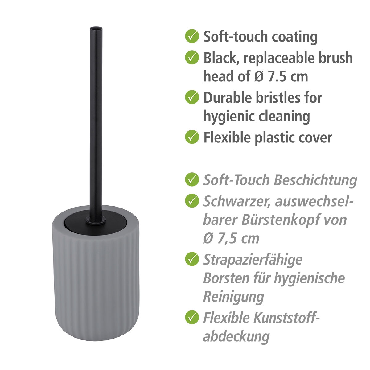 Wenko WC-Garnitur Belluno Grau Keramik | 514507 WC-Bürstenhalter