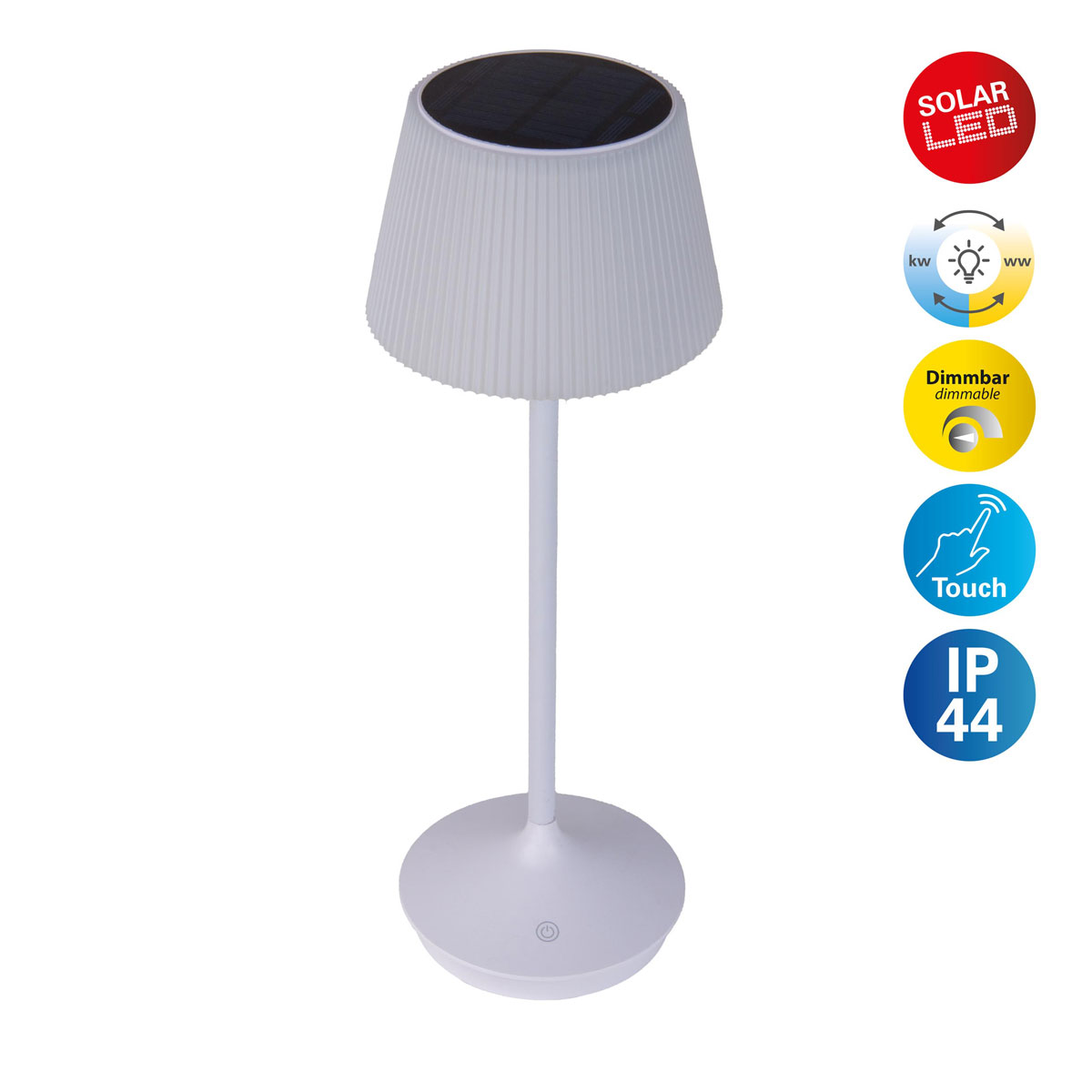 näve Solar-Tischleuchte Emmi weiß mit Akku 13x13x38cm dimmbar Bild 2