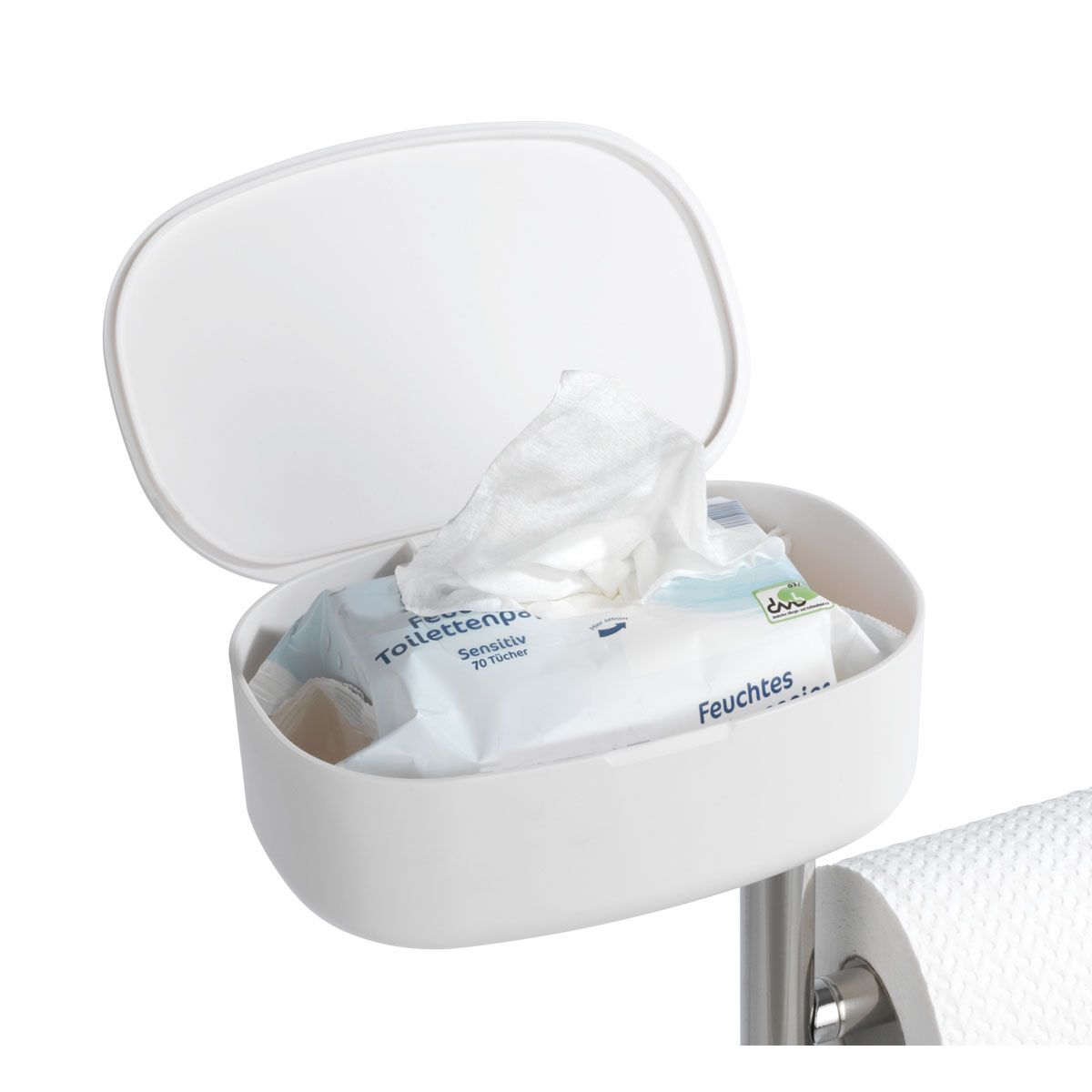 Wenko  Stand WC-Garnitur mit Box Rivazza Weiß integrierter Toilettenpapierhalter Ersatzrollenhalter und WC-Bürstenhalter mit Ablagebox Bild 9