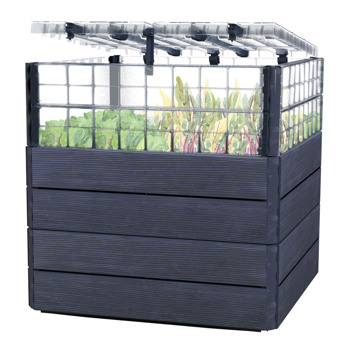 Garantia Hochbeet Ergo Quadro TurboPlus L 80 Wood, inkl. FLORA Wassersparsystem