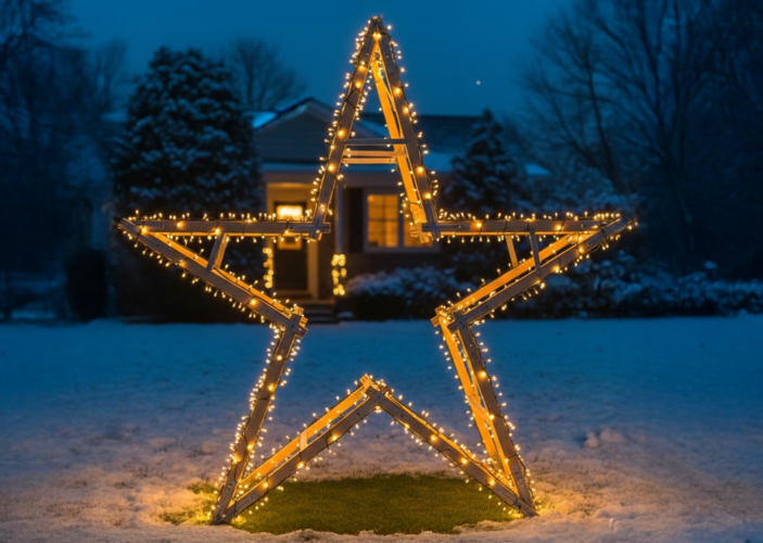 Klappblock der draußen vor der Tür leuchtet