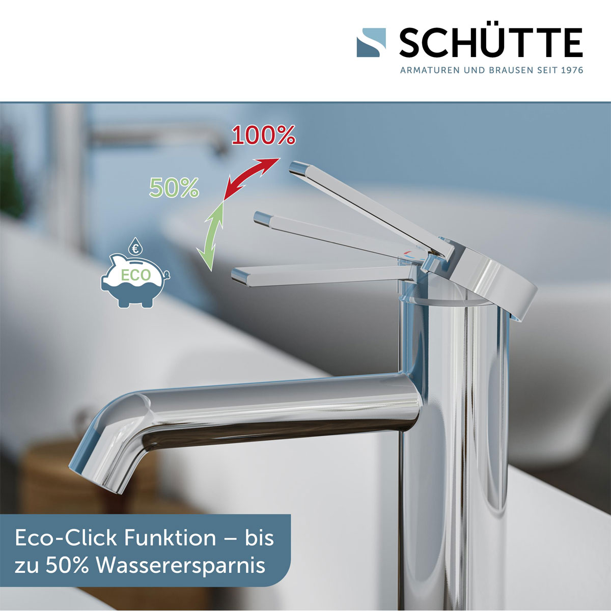 Schütte  Aufsatzwaschtischarmatur „Los Angeles“ chrom Eco-Klick-Funktion Bild 7
