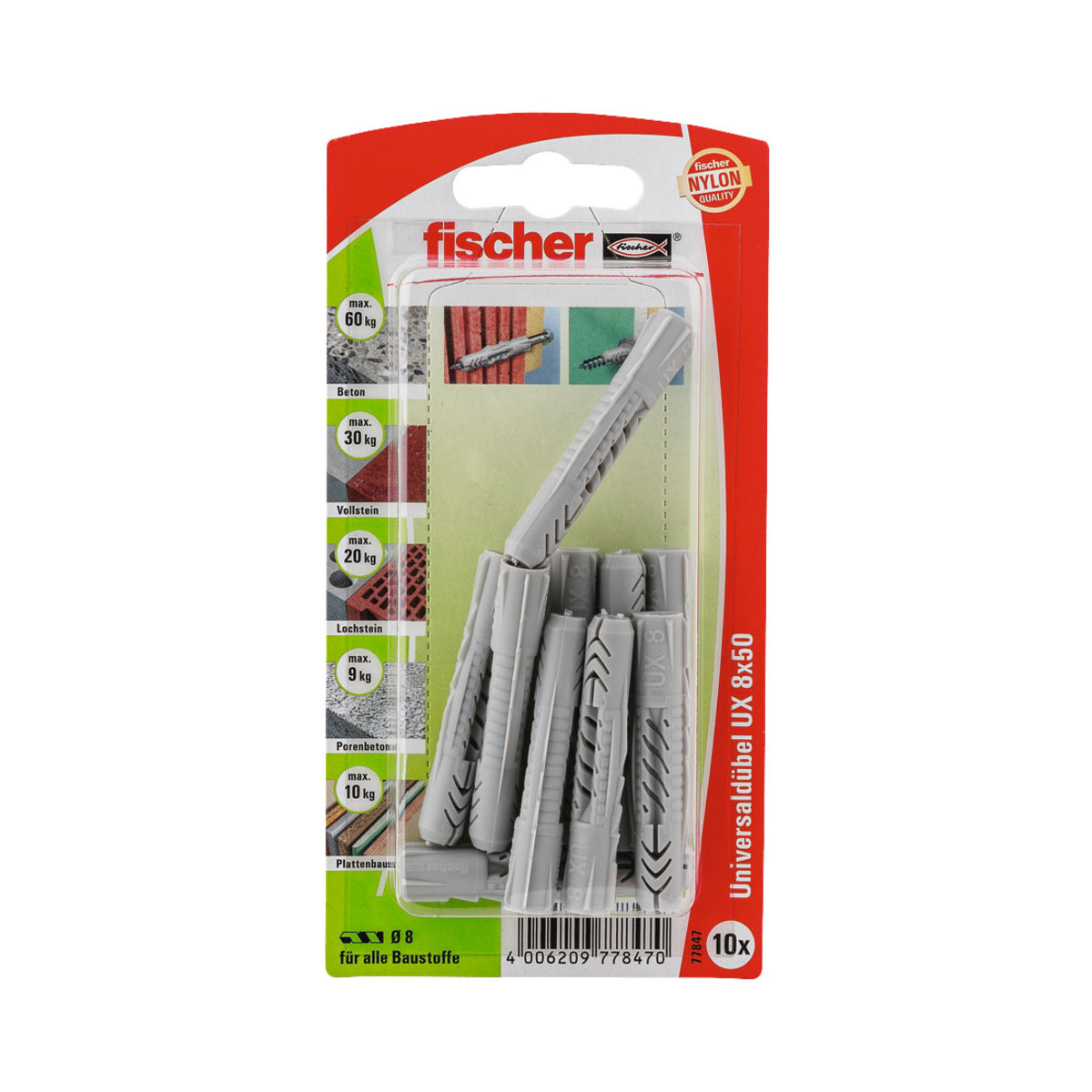 Fischer Universaldübel UX 8 x 50 mm 10 Stück
