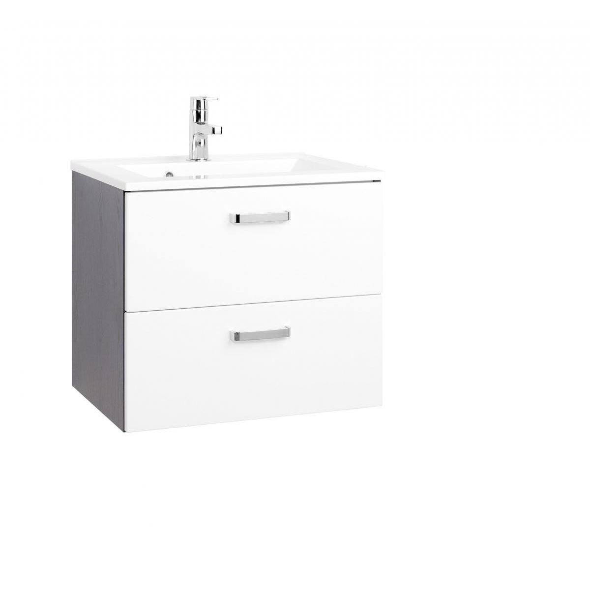 HELD Waschtisch 60 graphitgrau- Weiß Hochglanz 2 Auszüge