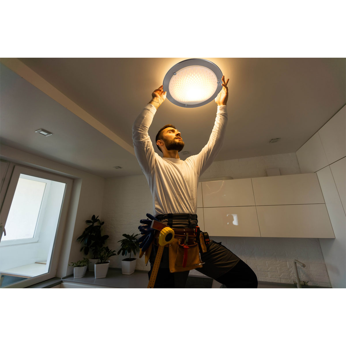 Naeve LED DL GlasdeckenleuchteMetall/Glas stahl-blank LxBxH: 30x30x9cm Bild 3