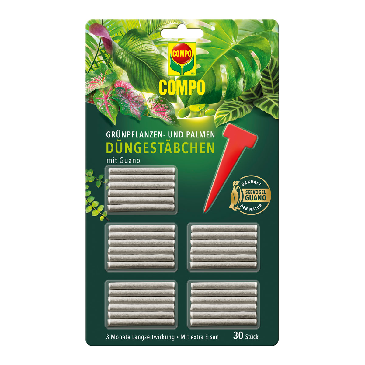 Compo Grünpflanzen- und Palmen Düngestäbchen mit GUANO 30 Stäbchen Bild 1
