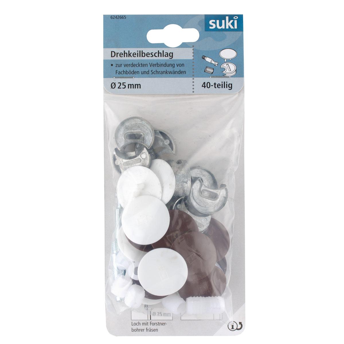 Suki Drehkeilbeschlag verzinkt mit Abdeckkappe 8 Stück