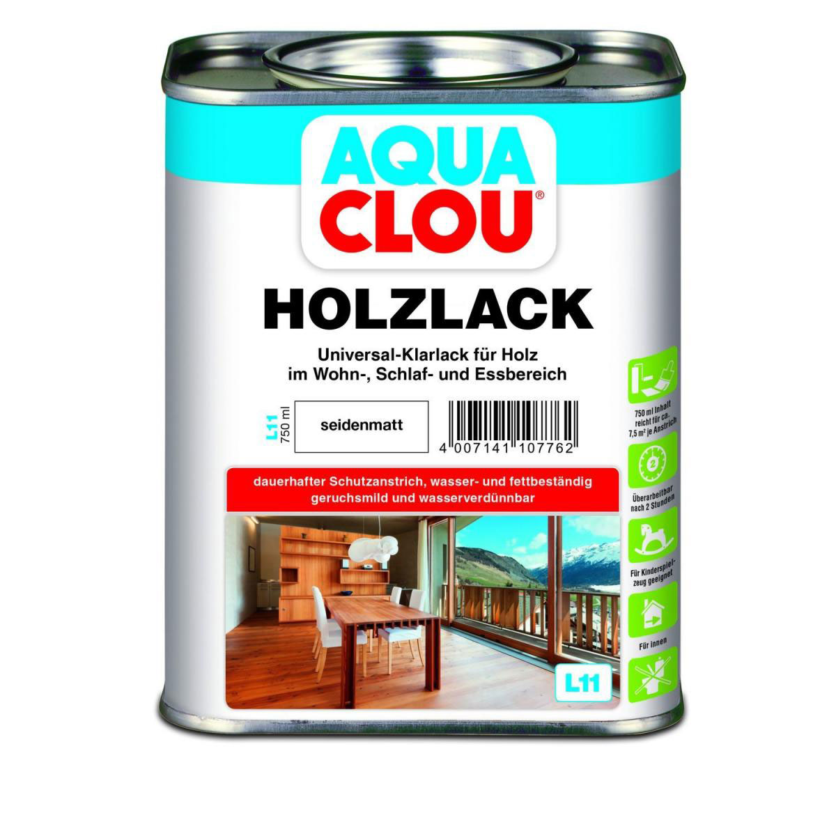 Clou L11 Aqua Holzlack Seidenmatt 750 ml