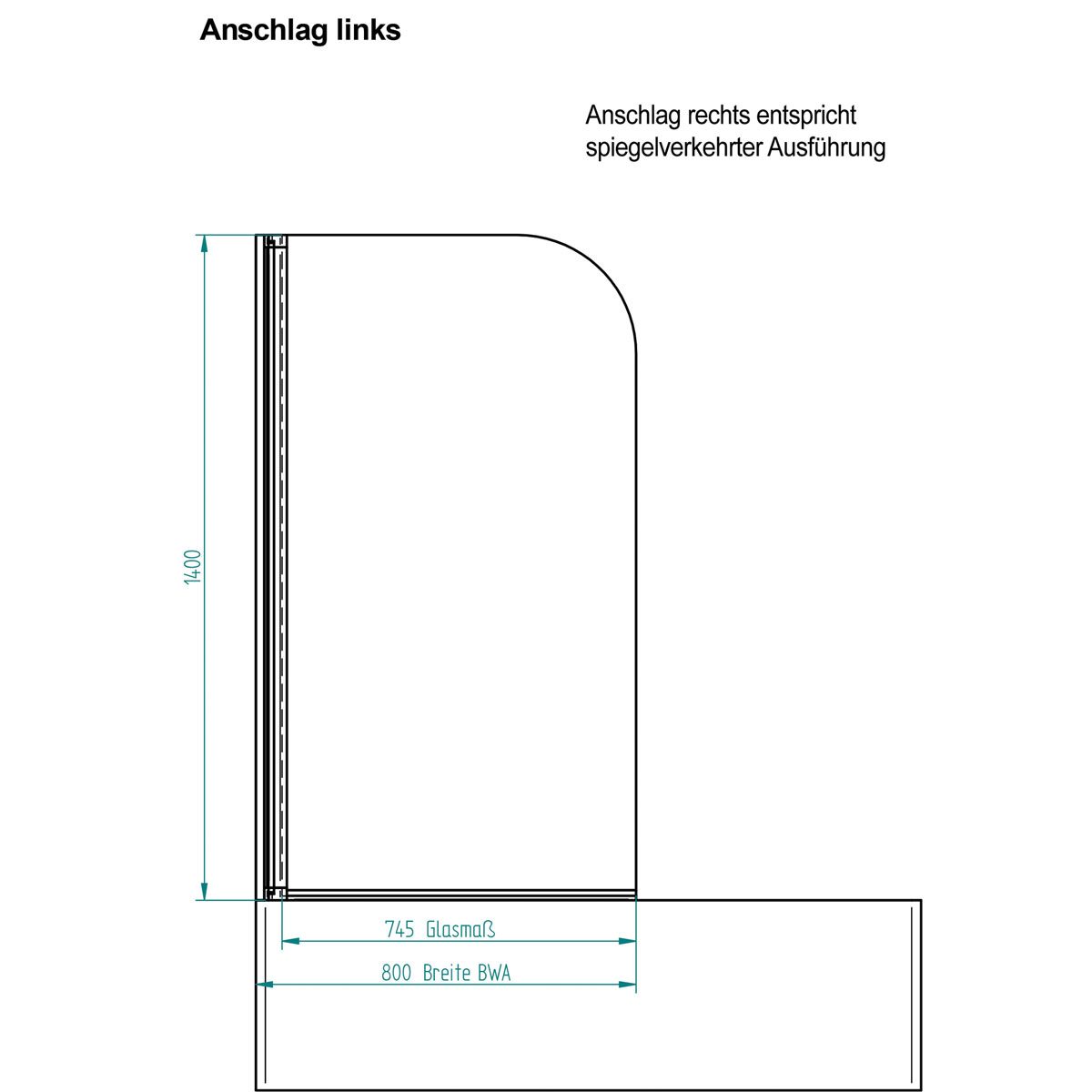 Ottofond Dusch-Badewanne Free Gate Mod B herausnehmbare Tür mit Wassereinlauf Bild 9