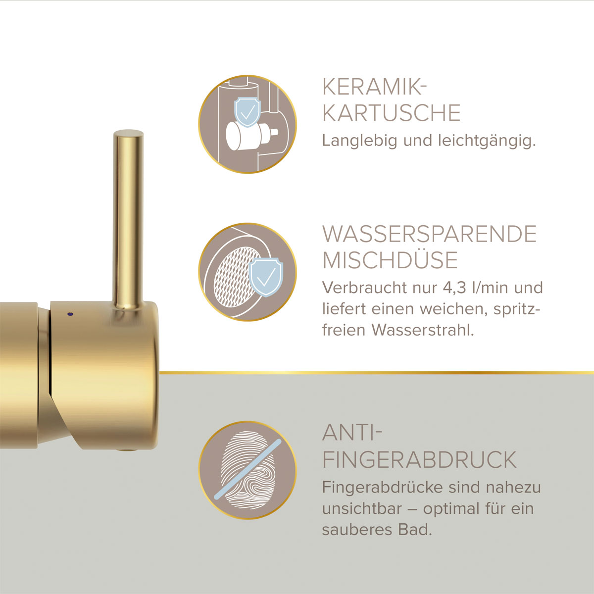 LENZ Waschtischarmatur Moana Easy-Clean Gold Bild 6