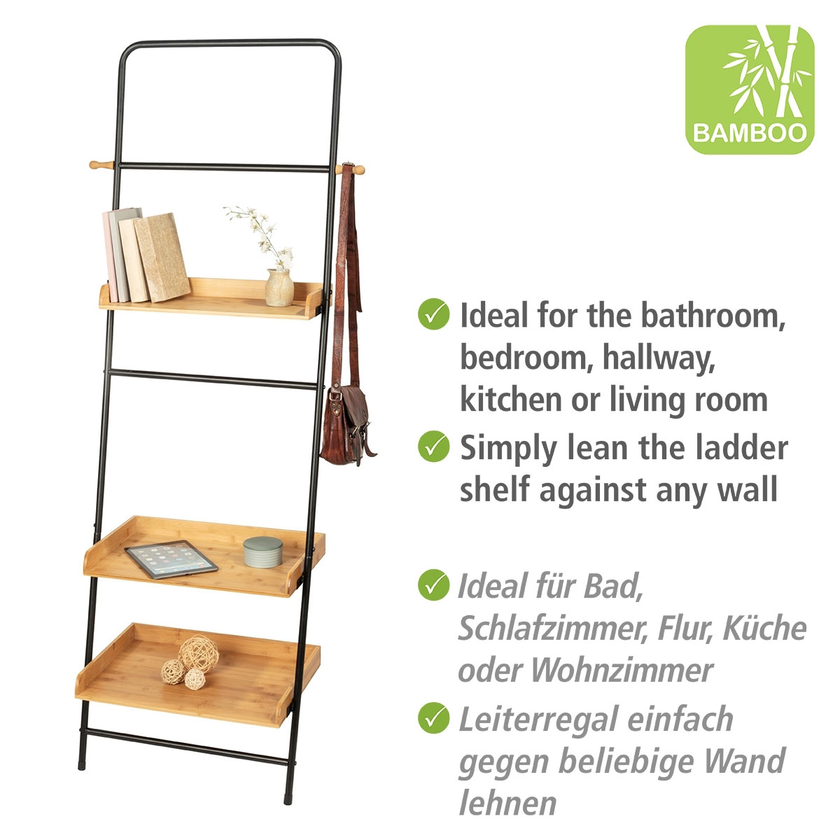 Wenko  Standregal Loft Wohnregal Badezimmerregal aus Bambus Bild 3