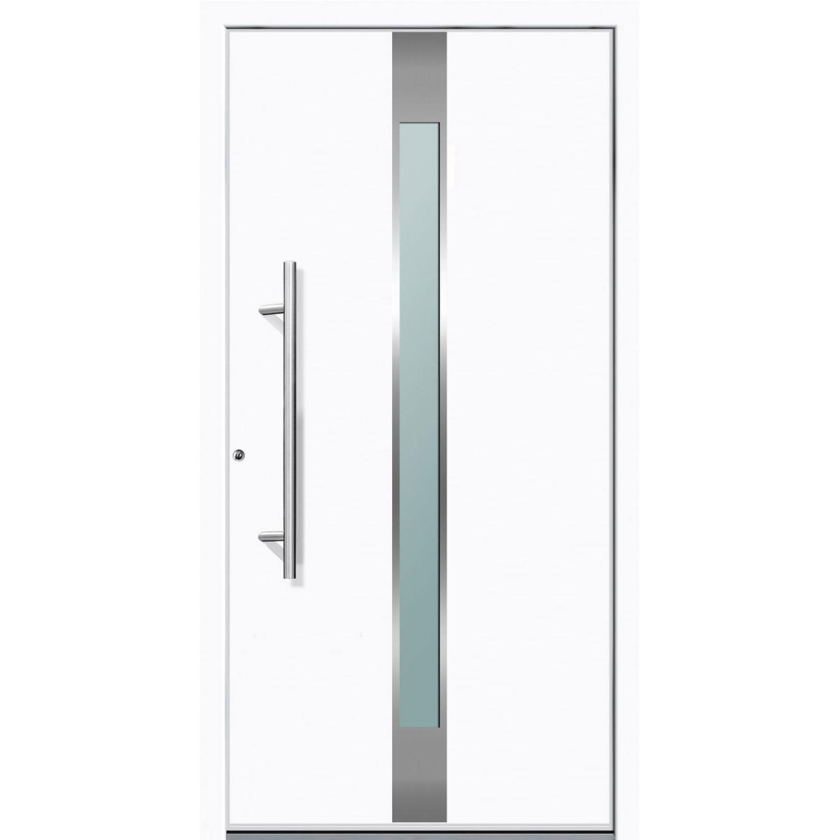 Aluminium Sicherheits-Haustür Rimini Superior 60 mm weiß 110 x 210 cm Anschlag links inkl Griffset