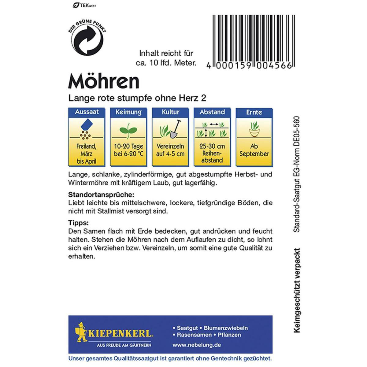 Kiepenkerl Möhren Lange rote stumpfe ohne Herz 2 Bild 2