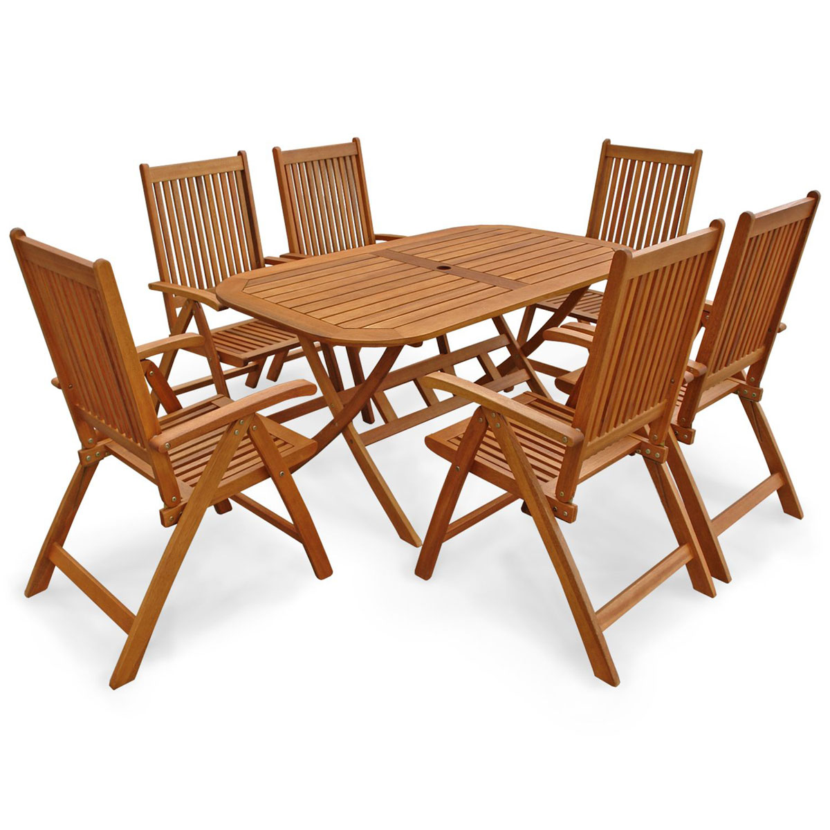 Indoba Gartenmöbel Set Bangor 7teilig 150x85x74 1 Tisch 6 Stühle