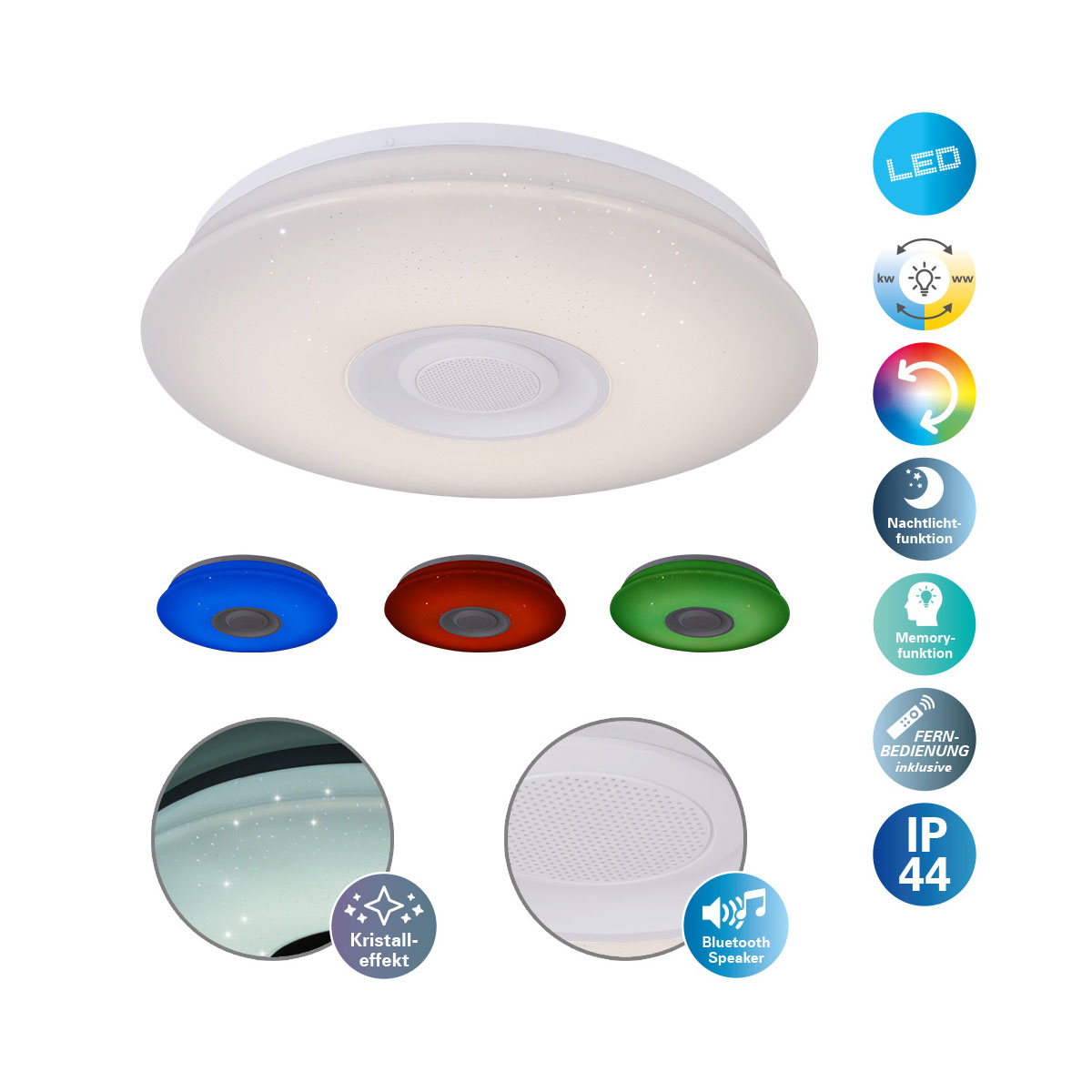 näve LED-Deckenleuchte Ottawa mit Bluetooth weiß Bild 8