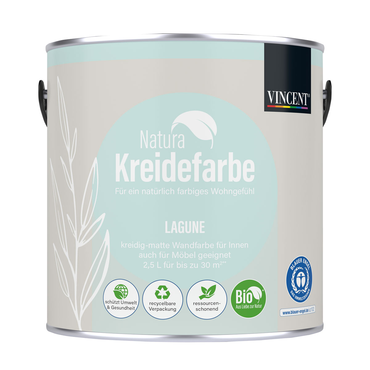 Vincent  Natura Kreidefarbe Lagune matt 2,5 L