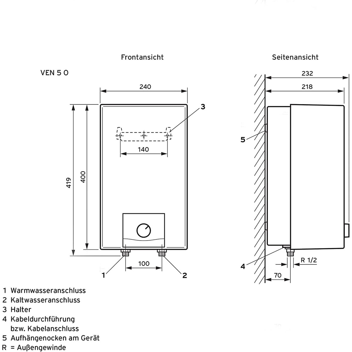 Vaillant Obertischspeicher VEN 5/7-5 O drucklos 5 Liter  Bild 4