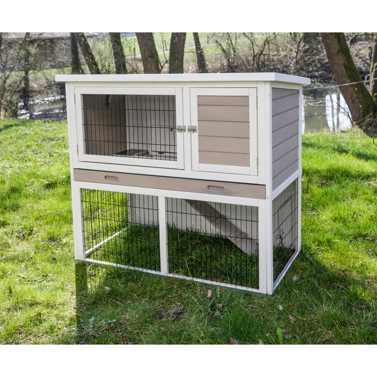 Kleintierstall Lucky 115 x 100 x 65 cm weiß-braun Bild 8