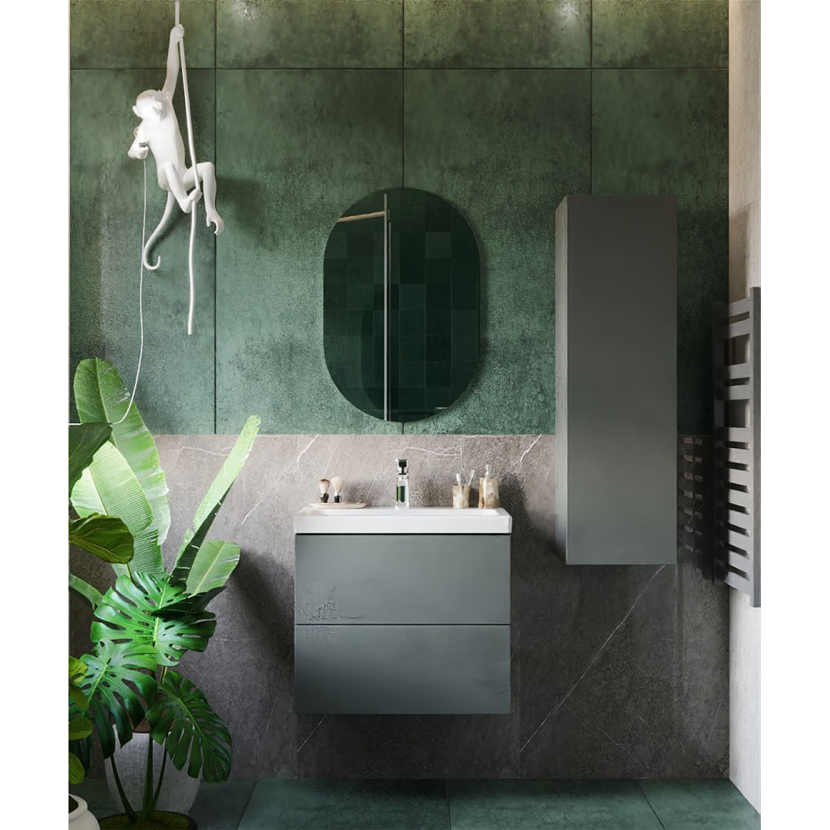 BADMOBIL Spiegelelement CRAFT 50 x 75 x 1,5 cm oval weiß Bild 3