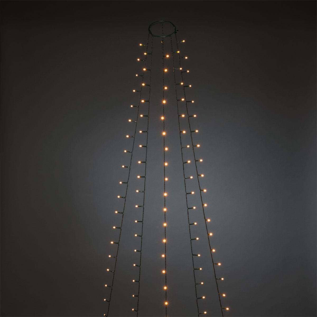 Konstsmide LED Baummantel mit Ring Durchmesser 8 cm 5 Stränge mit je 30  bernsteinfarbenen Dioden gefrostet | 205252