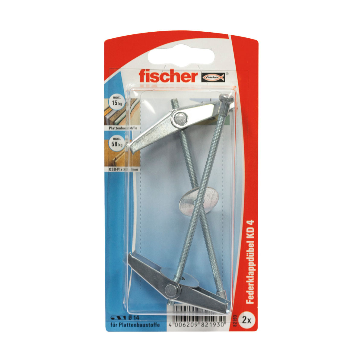 Fischer  Kippübel KD 4 ohne Haken 2 Stück Fischer  Kippübel KD 4 ohne Haken 2 Stück