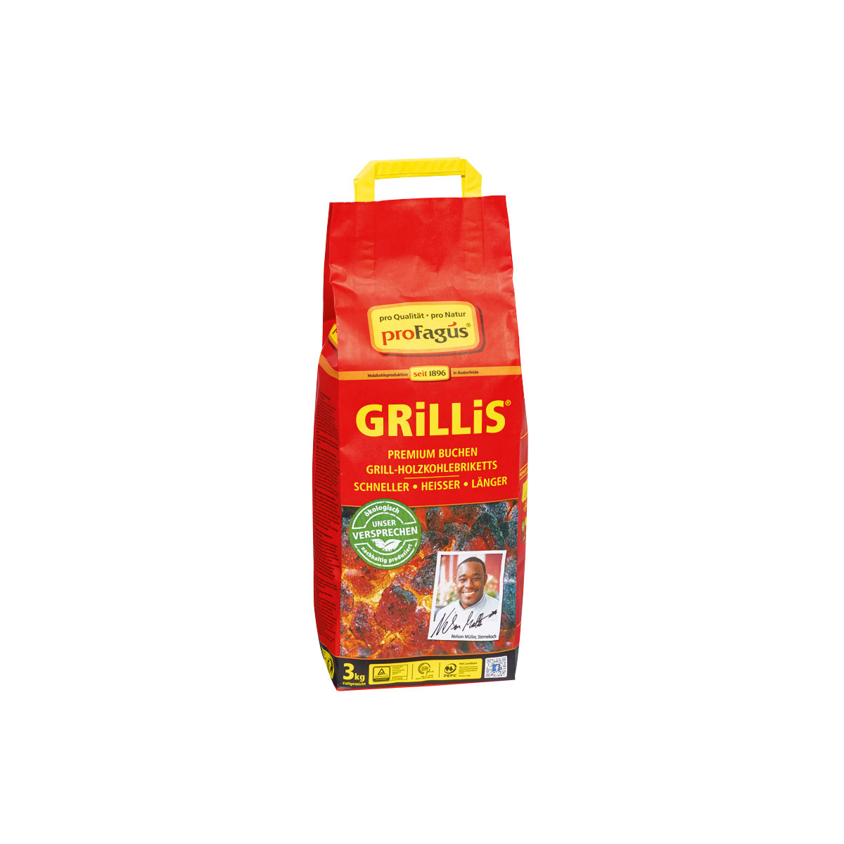 proFagus Grill-Holzkohlebriketts Grillis 3 kg