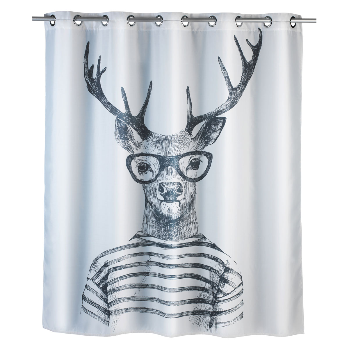 Wenko Anti-Schimmel Duschvorhang Mr Deer Flex Textil Polyester 180 x 200 cm waschbar