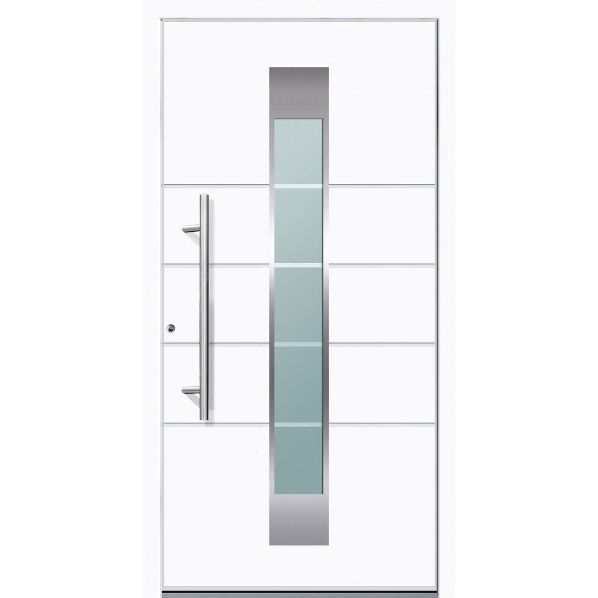 Aluminium Sicherheits-Haustür Turin Superior 60 mm weiß 100 x 210 cm Anschlag links inkl Griffset