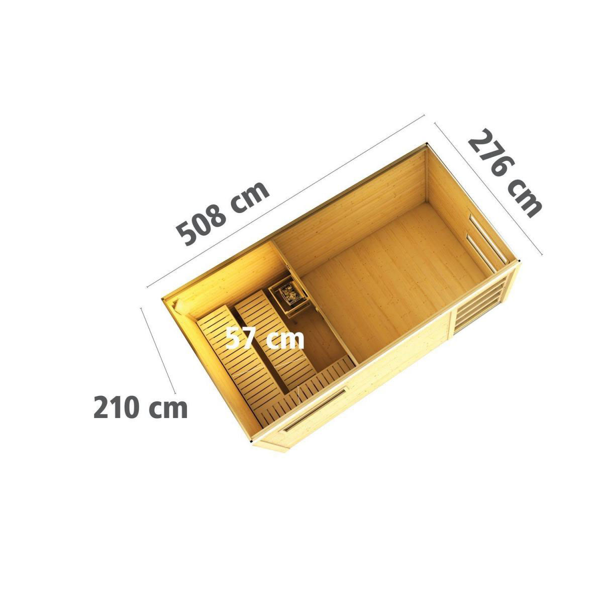 Karibu Saunahaus Hygge 38 mm 9 kW Ofen externe Strg Klarglas-Tür Bild 10